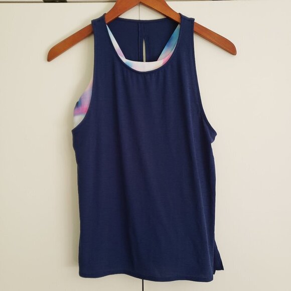 Athleta Girl Two Layer Tank Blue, White, Pink and Purple - Size XL (14) - Picture 1 of 4